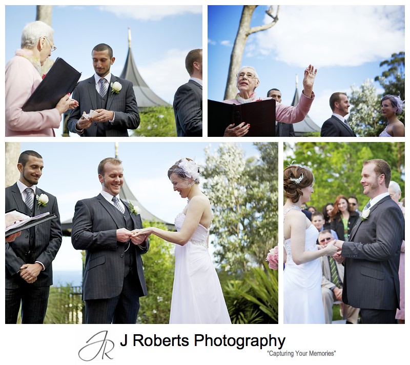 Exchanging of rings in wedding ceremony - sydney wedding photography 